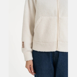 BLUZA DAMSKA SHERPA, baranek, stójka, zamek, kieszenie, kieszenie MORAJ KREMOWA